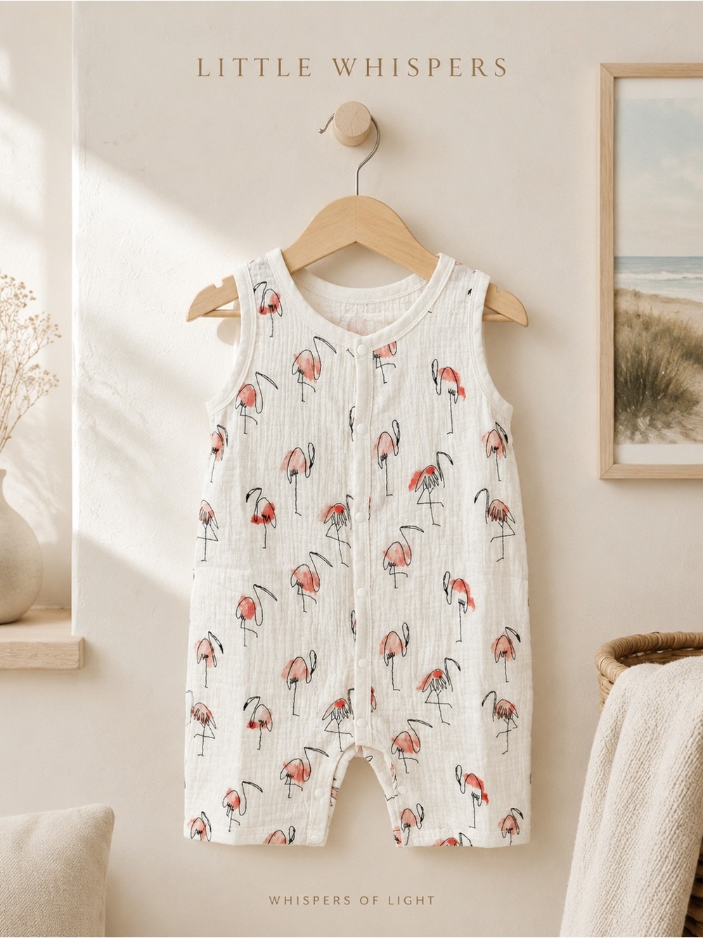 Parentiva Toddler Flamingo Muslin Romper 100% Cotton Size 90/52 NWOT US - 2T